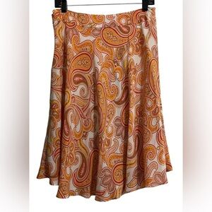Grace Dane Lewis 100% Silk Flared Paisley Skirt Size 6 Zip Button Side Closure